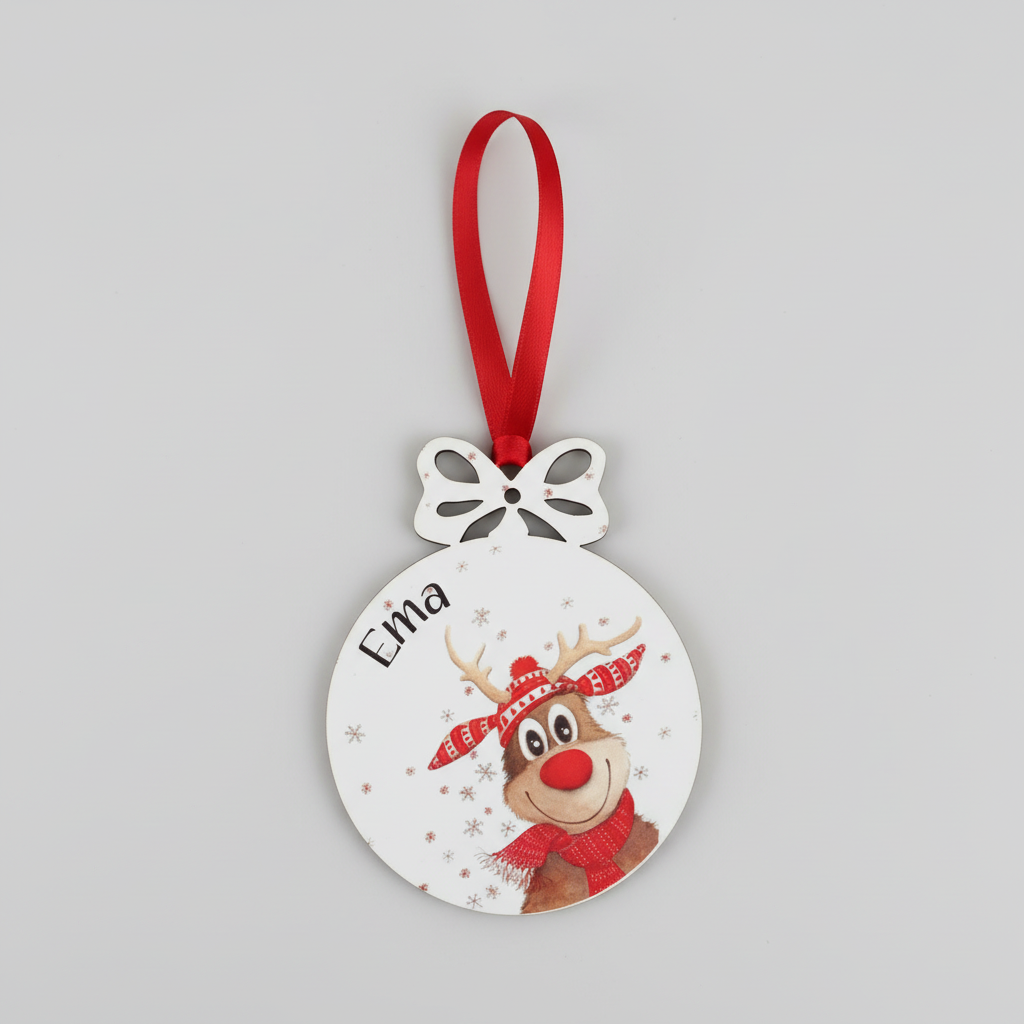 Bola de Natal Rena - fundo cinza elegante